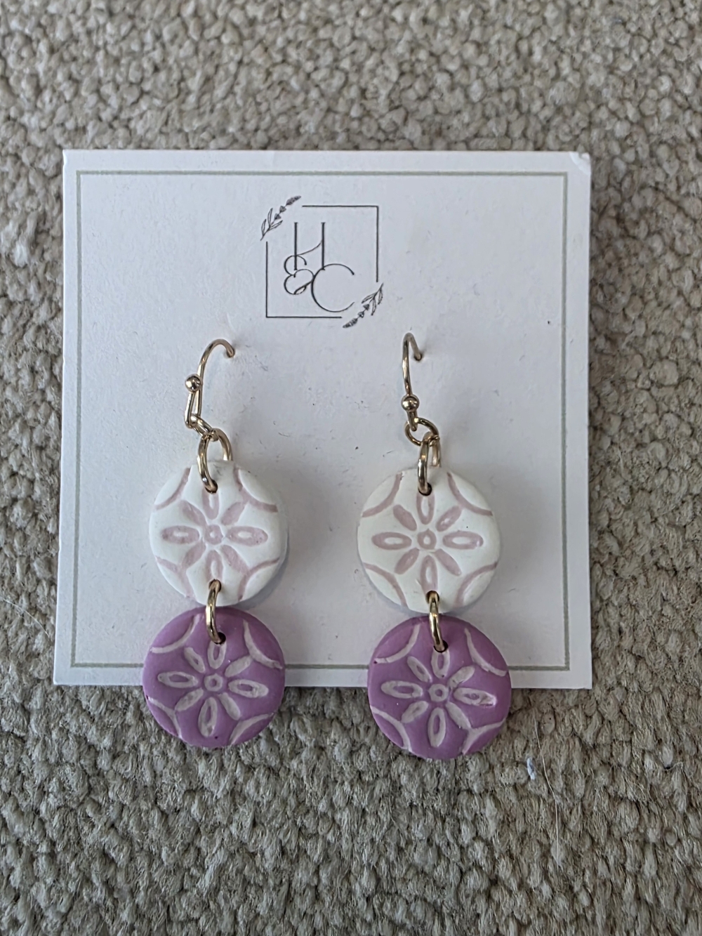 New! Hope & Clay CO Purple and White Floral Drop Earrings